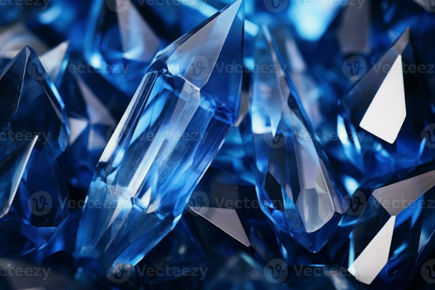 skimrande blå kristall sten. generera ai foto