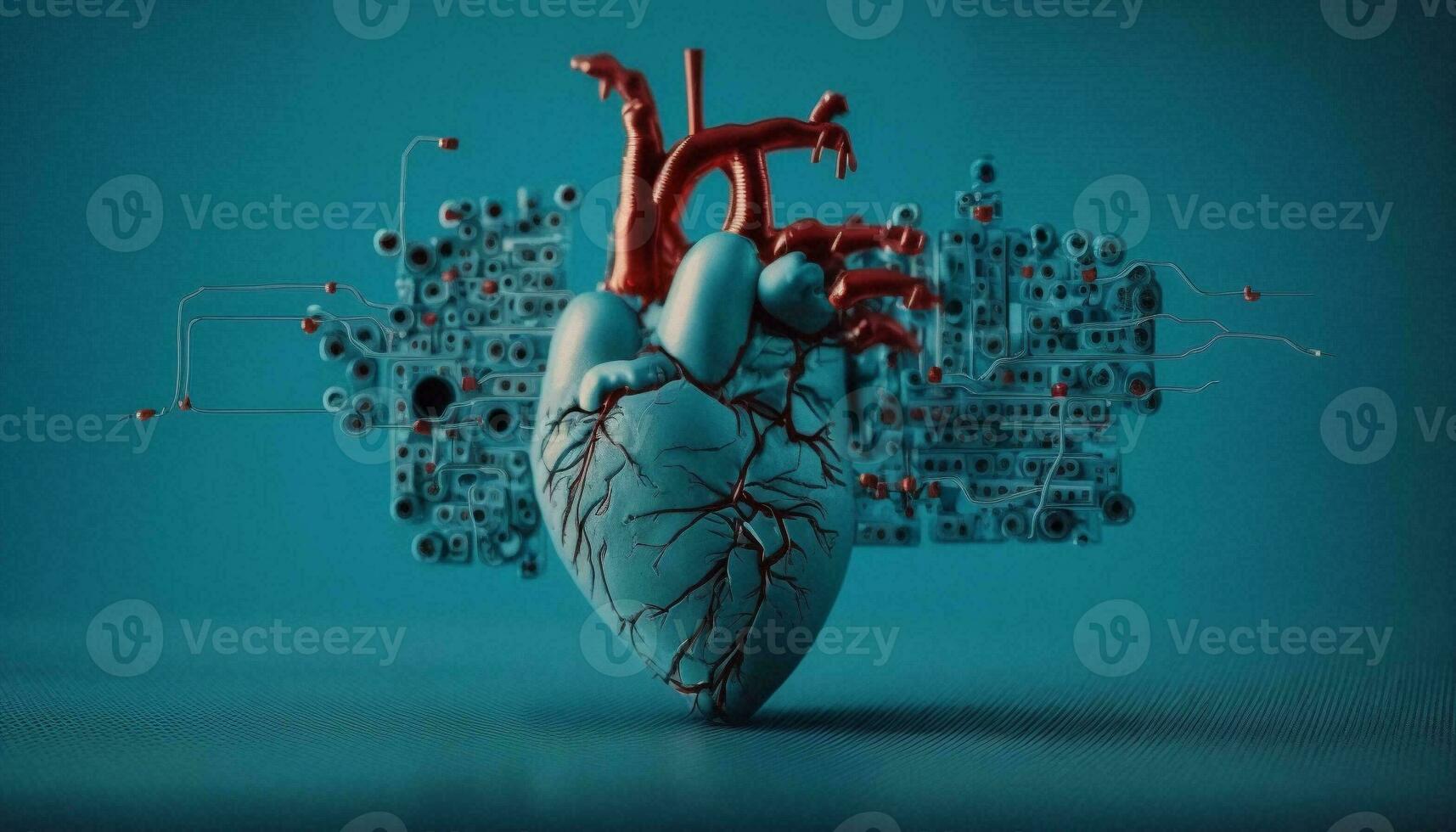 hjärta hälsa vård teknologi begrepp med medicinsk ikoner. ai generativ. foto