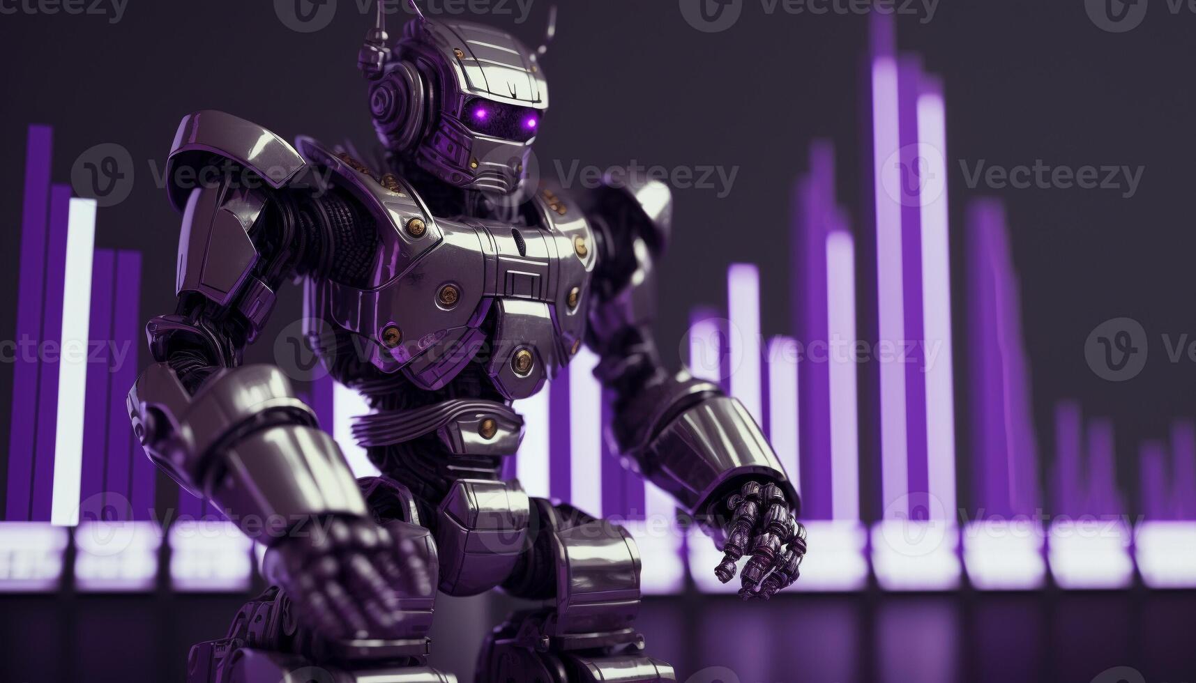 framtida företag 3d teknologi robot och stock Diagram handlare, stock Diagram analys till slå de marknadsföra. generativ ai. foto