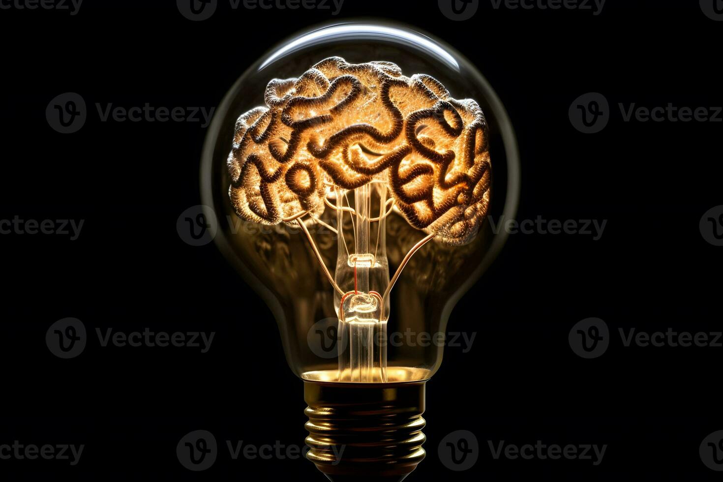 en ljus Glödlampa med en hjärna inuti. generativ ai foto