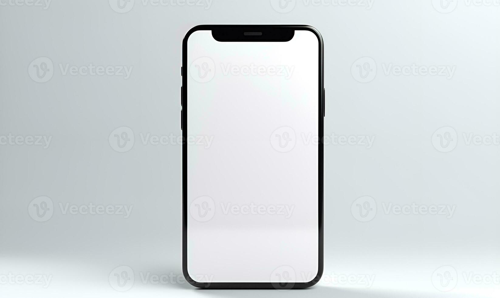 enkel vit skärm mobiltelefon med vit bakgrund, generativ ai foto