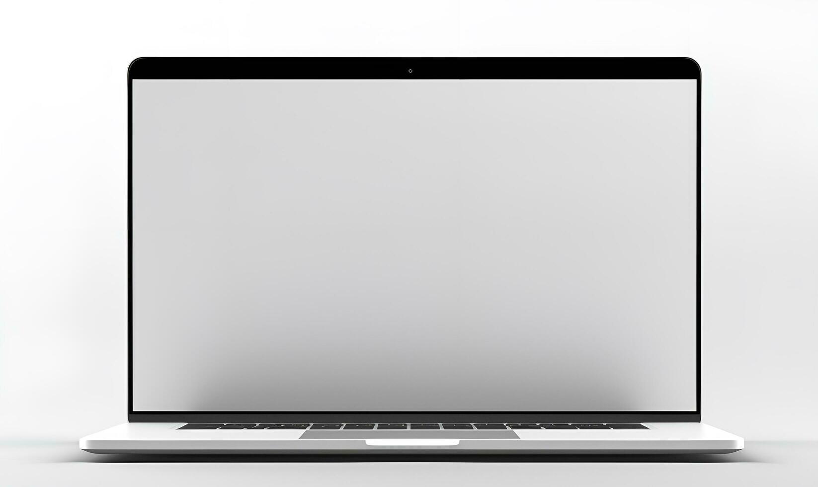 bärbar dator med vit bakgrund och enkel skärm, ai generativ foto