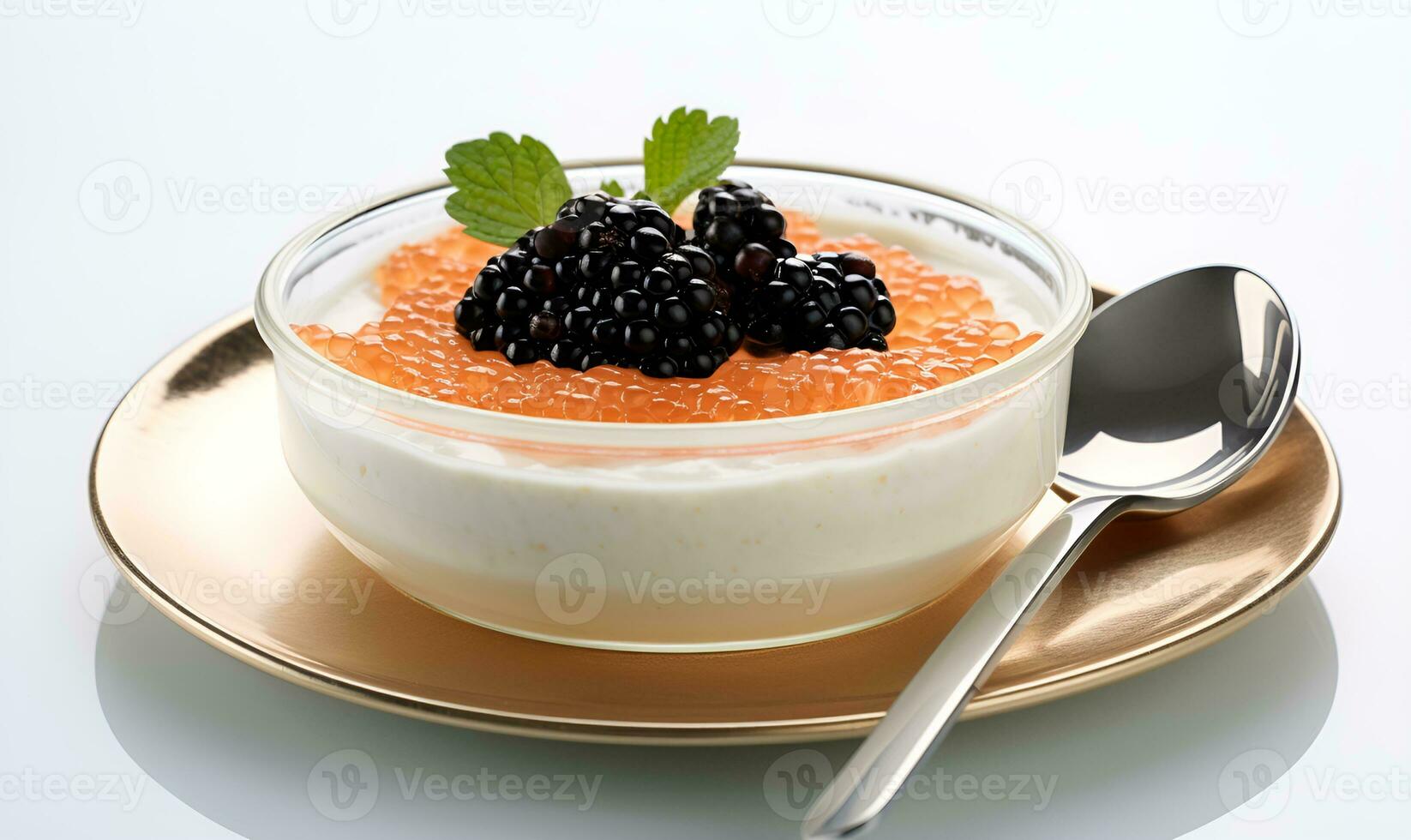 dyr restaurang mat kaviar vit bakgrund makro, ai generativ foto