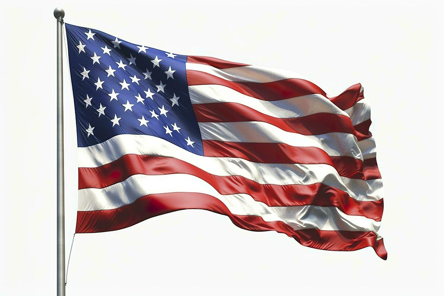 de flagga av de förenad stater av Amerika isolerat. fast vit bakgrund. ai generativ foto