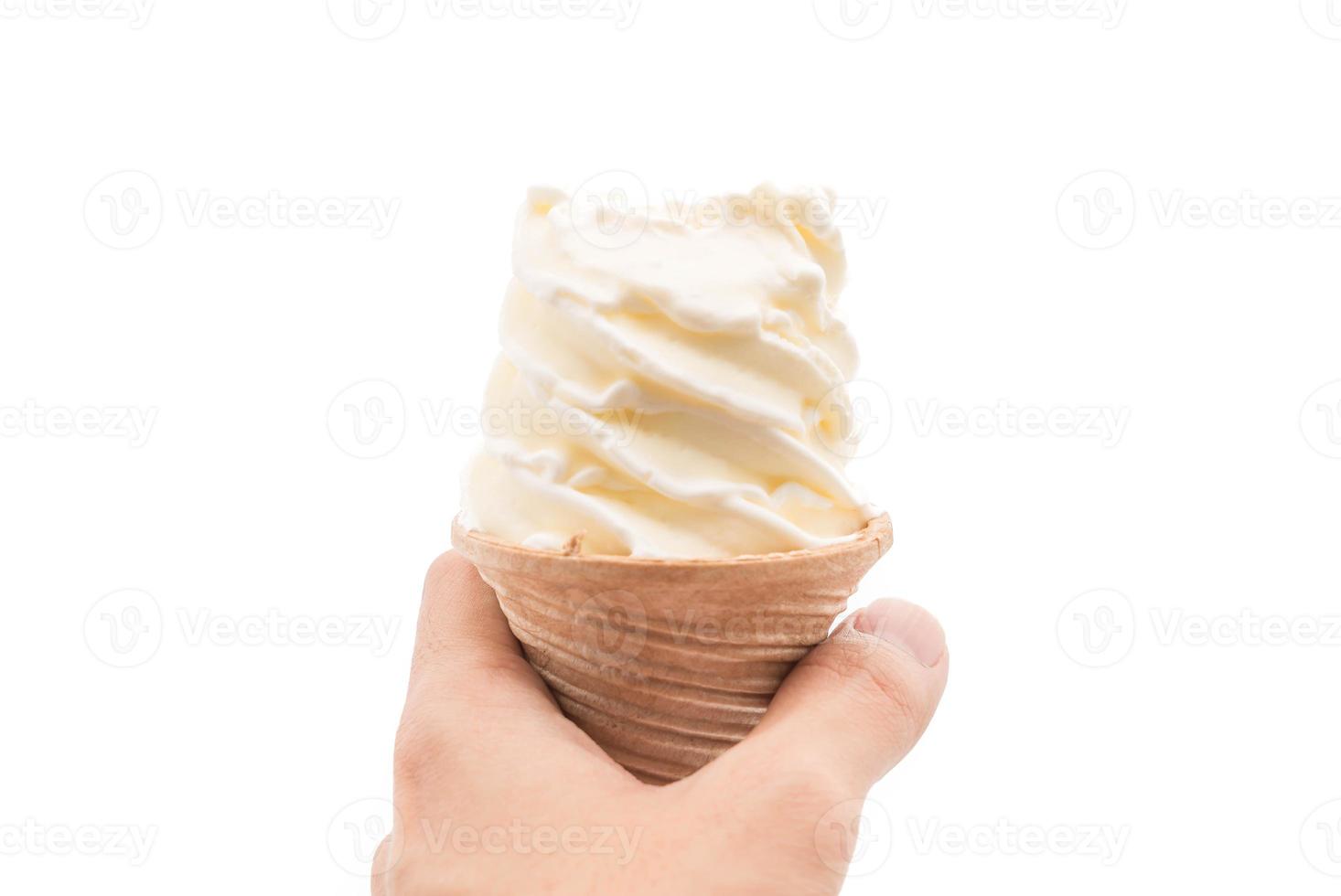 vaniljglasskotte på vit bakgrund foto