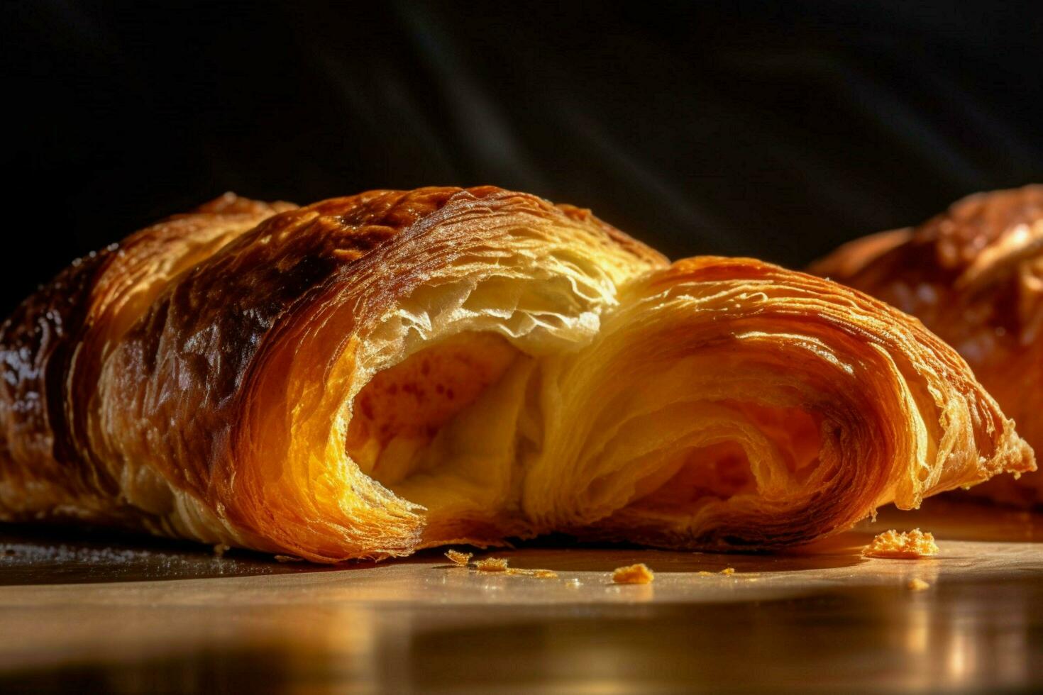 en mat fotografera av en franska croissant fångad wi foto