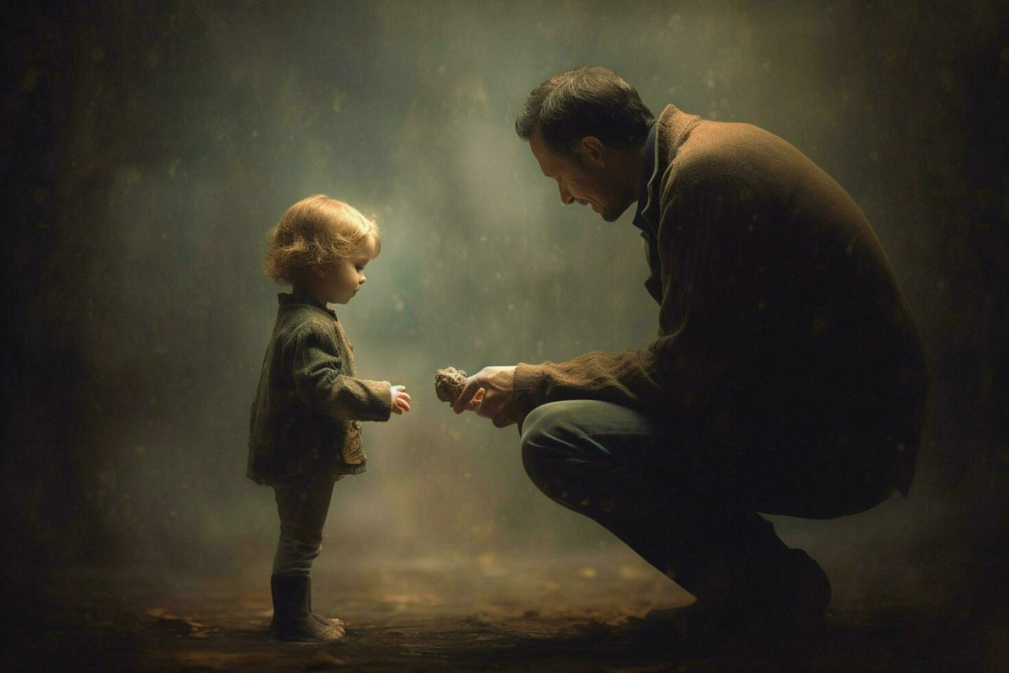 en porträtt av en far och barn på spela foto