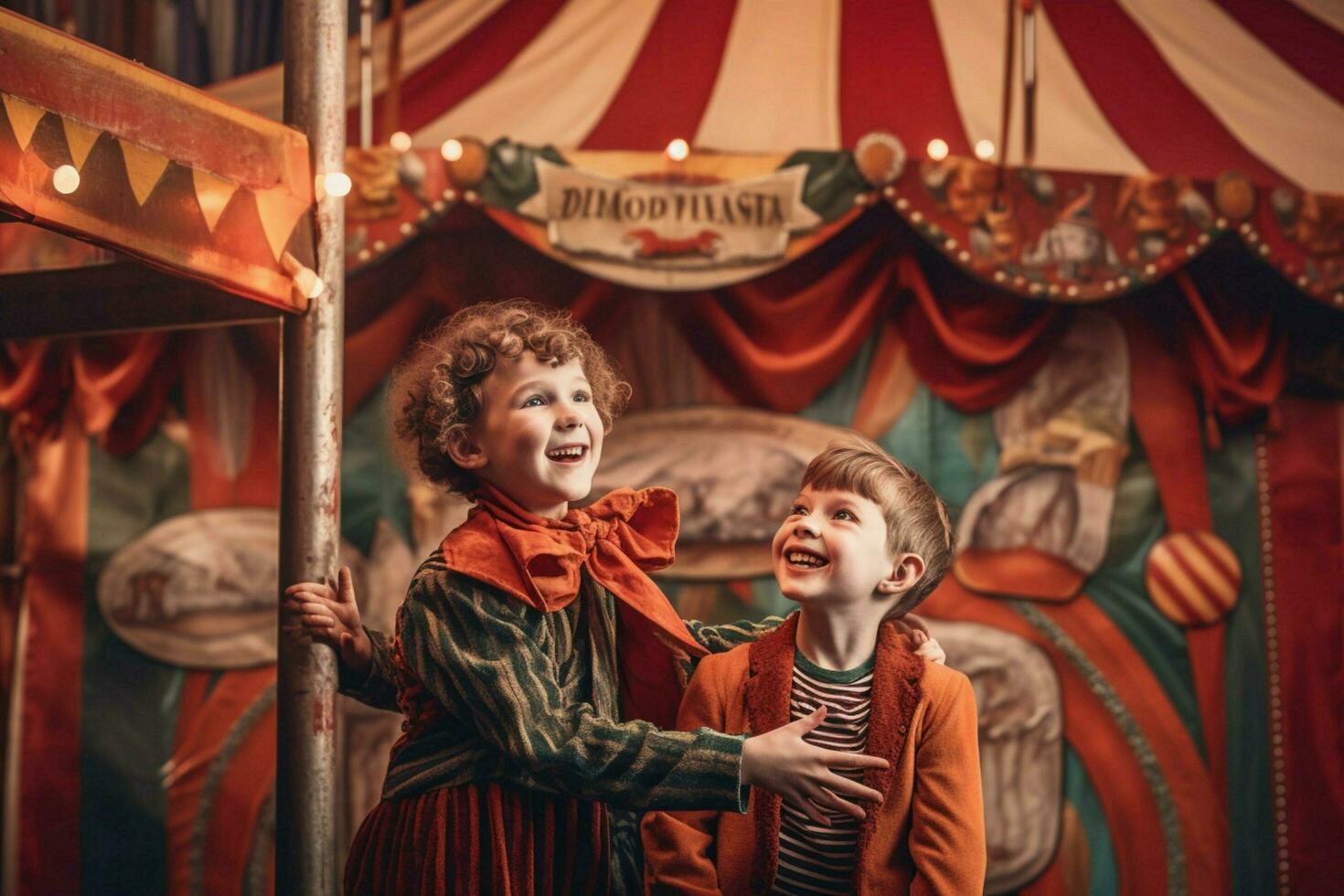 barn njuter en dag på de cirkus foto