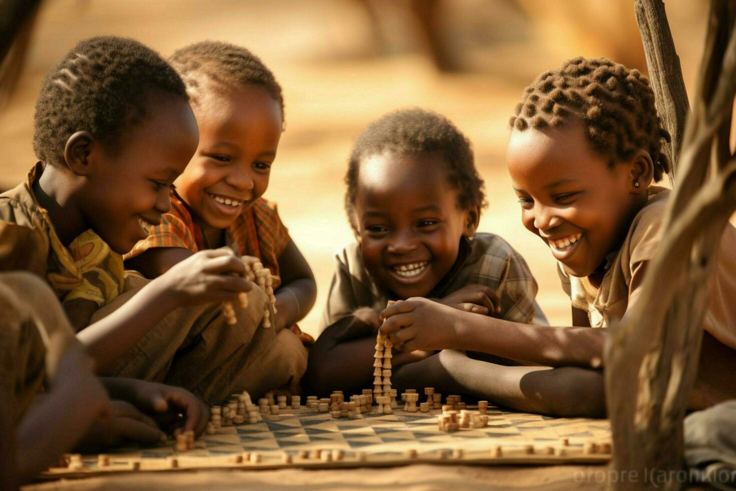 de glädje och skratt av afrikansk barn spelar ga foto