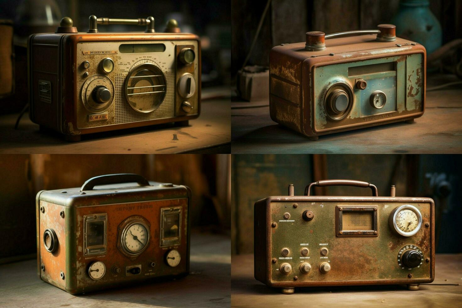 ett gammal fashioned radio med en rostig knopp foto