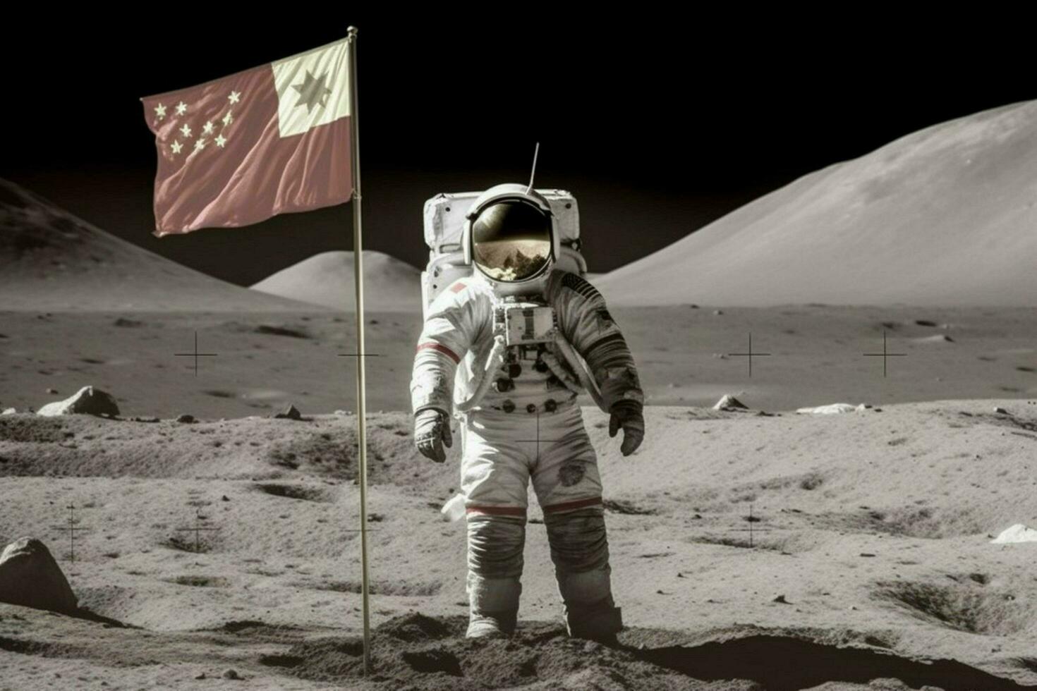 kinesisk astronaut måne med flagga foto