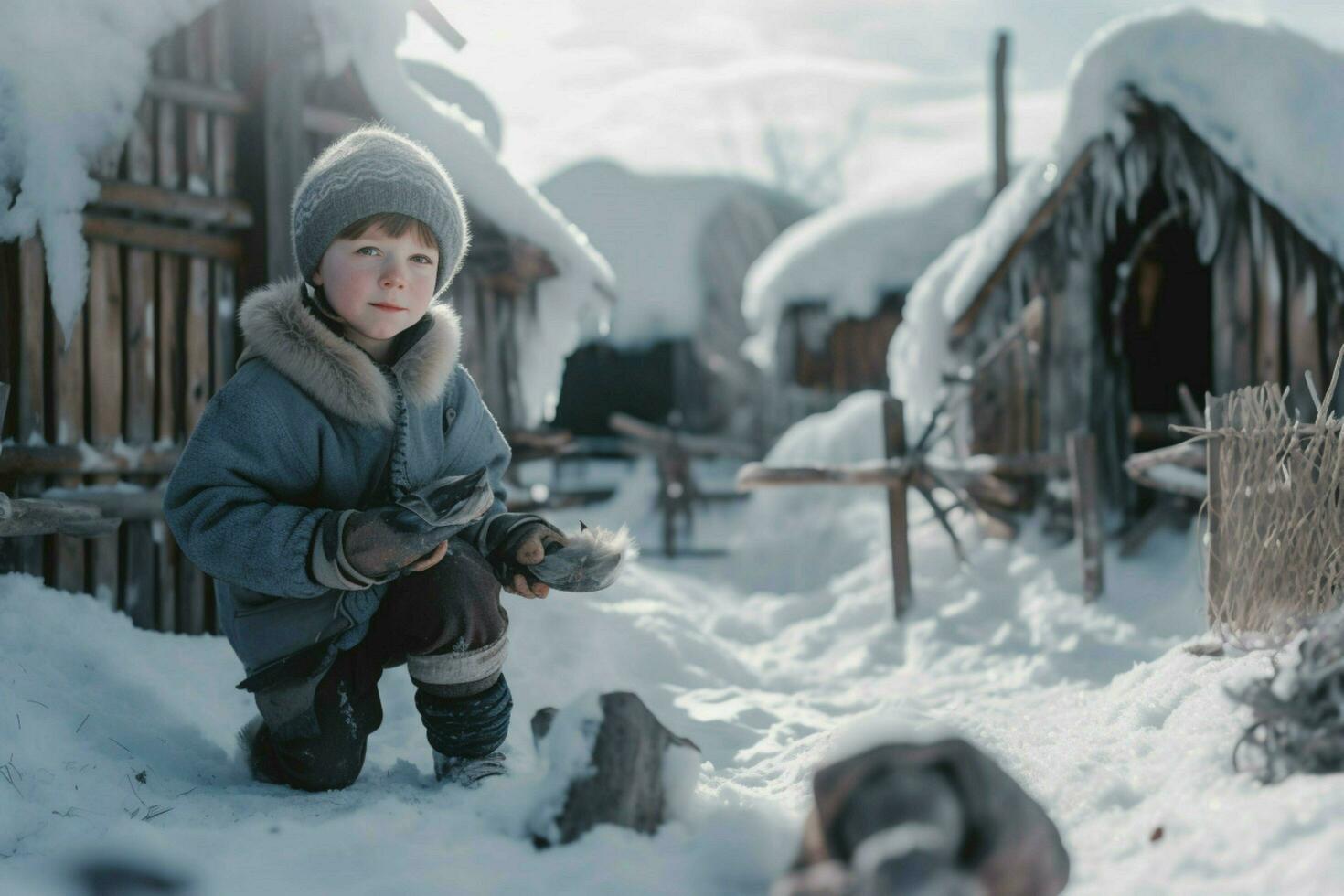 viking unge snö lösning foto