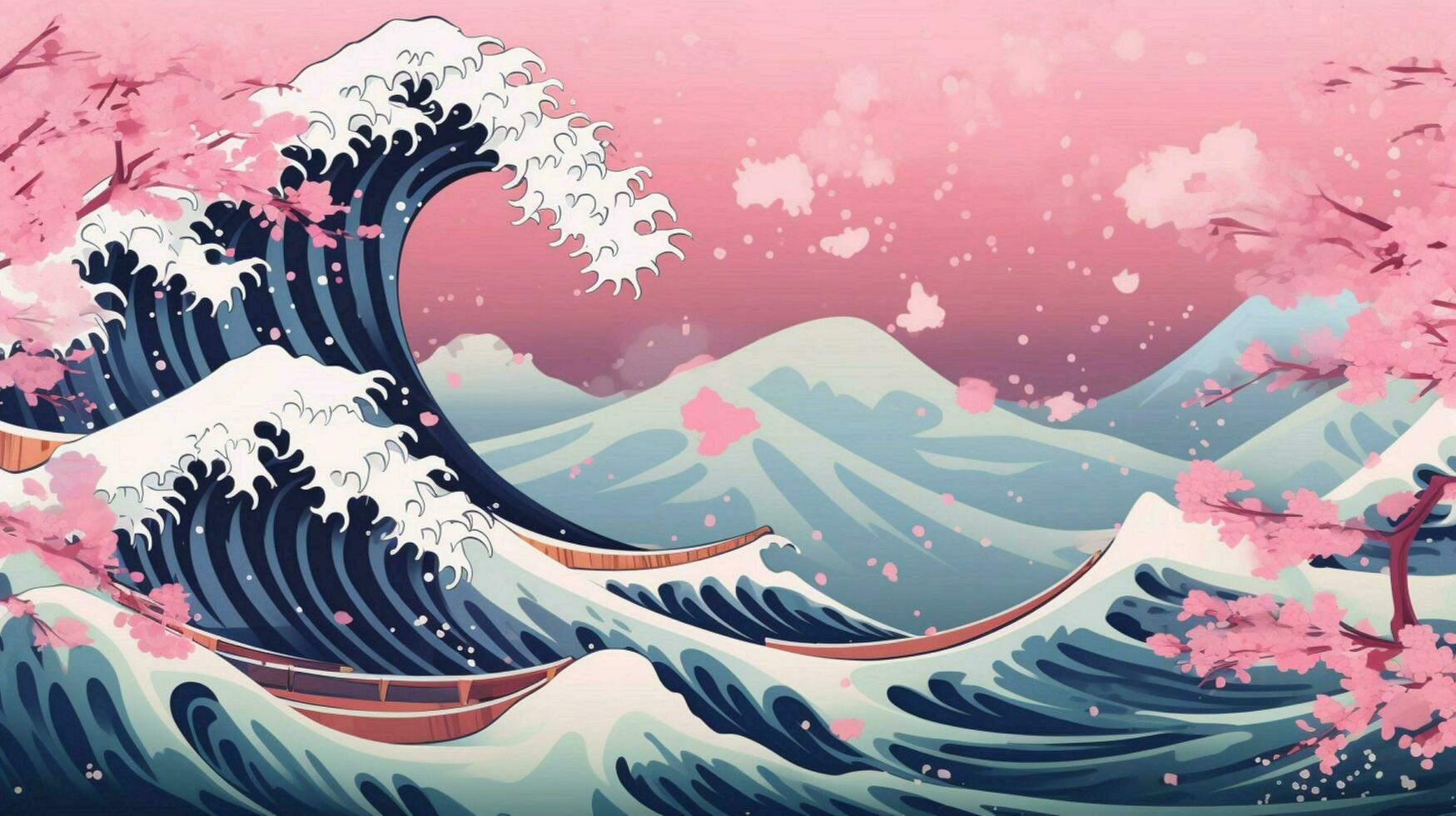 en bakgrund i abstrakt hokusai stil terar foto