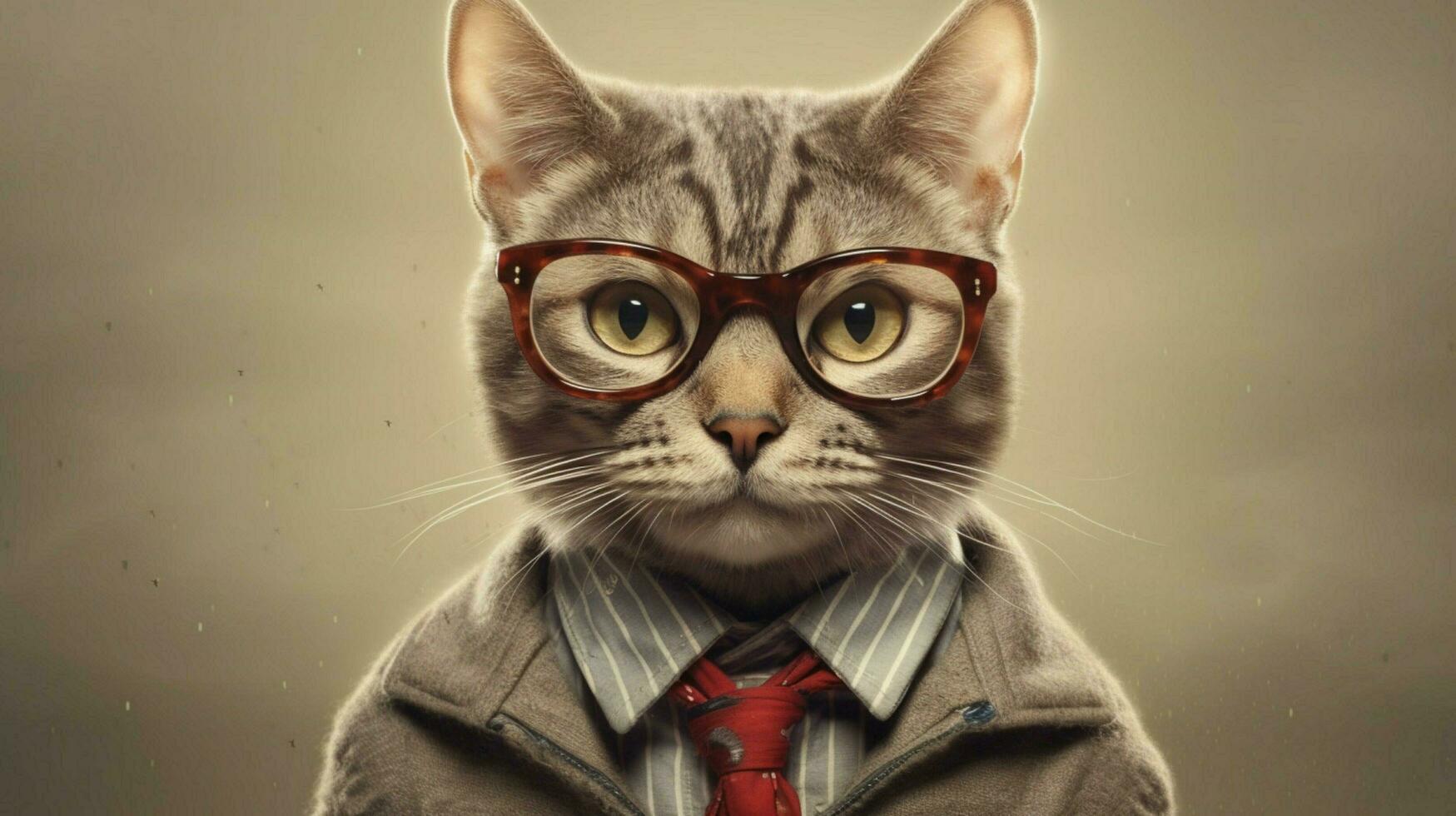 en katt med en krage och glasögon den där säger caton den foto