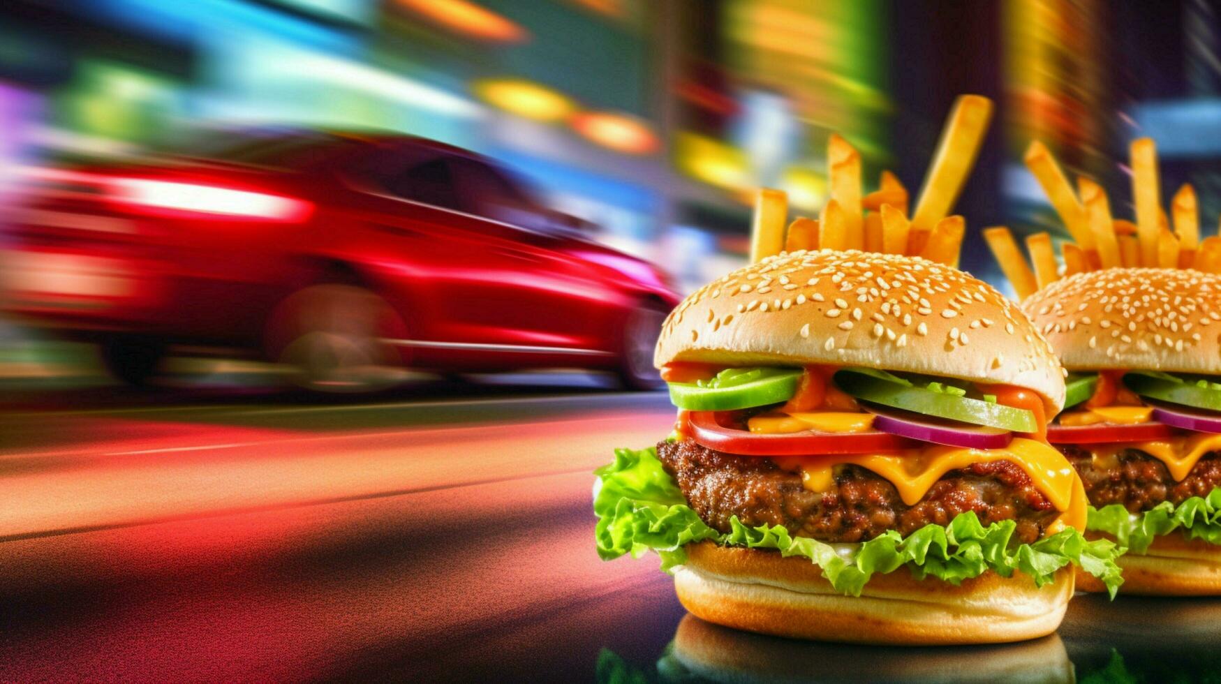 hög hastighet Drive through med meny av vegan och veg foto