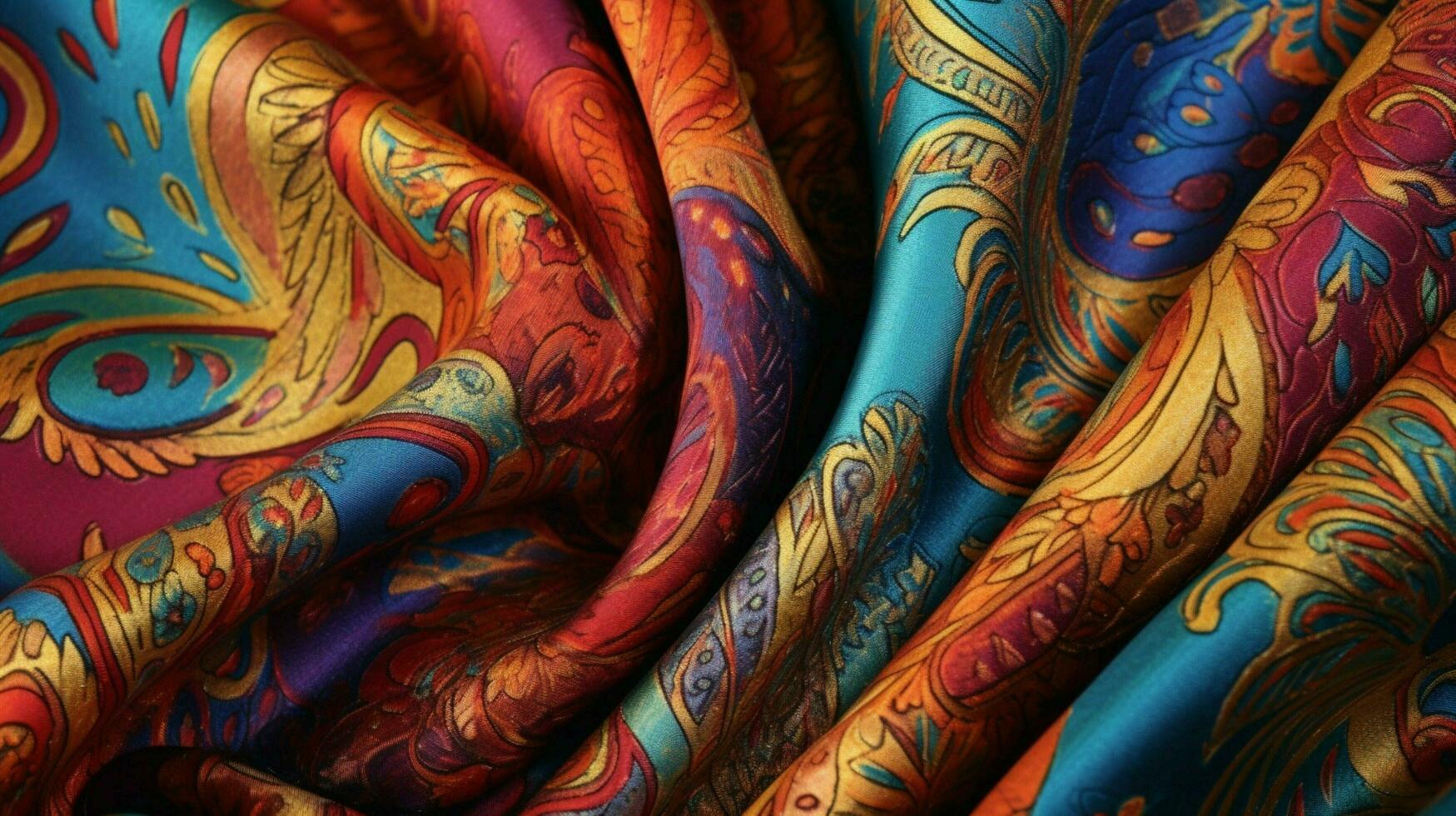 invecklat mönstrad textil- med levande färger foto