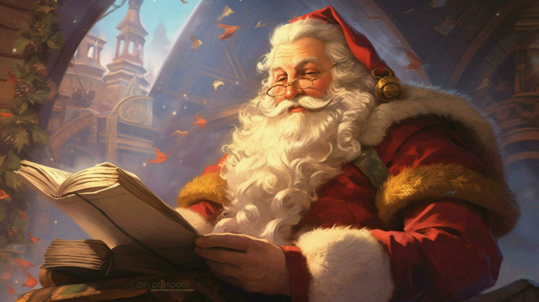 santa claus med brev illustration ai generativ foto