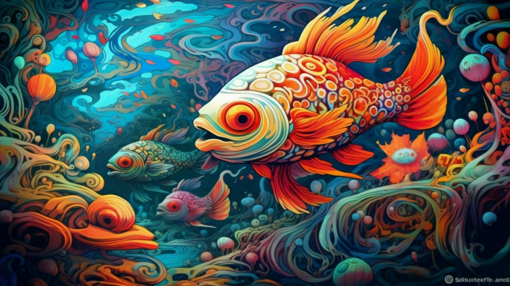 trippy fisk simning i psychedelic under vattnet foto