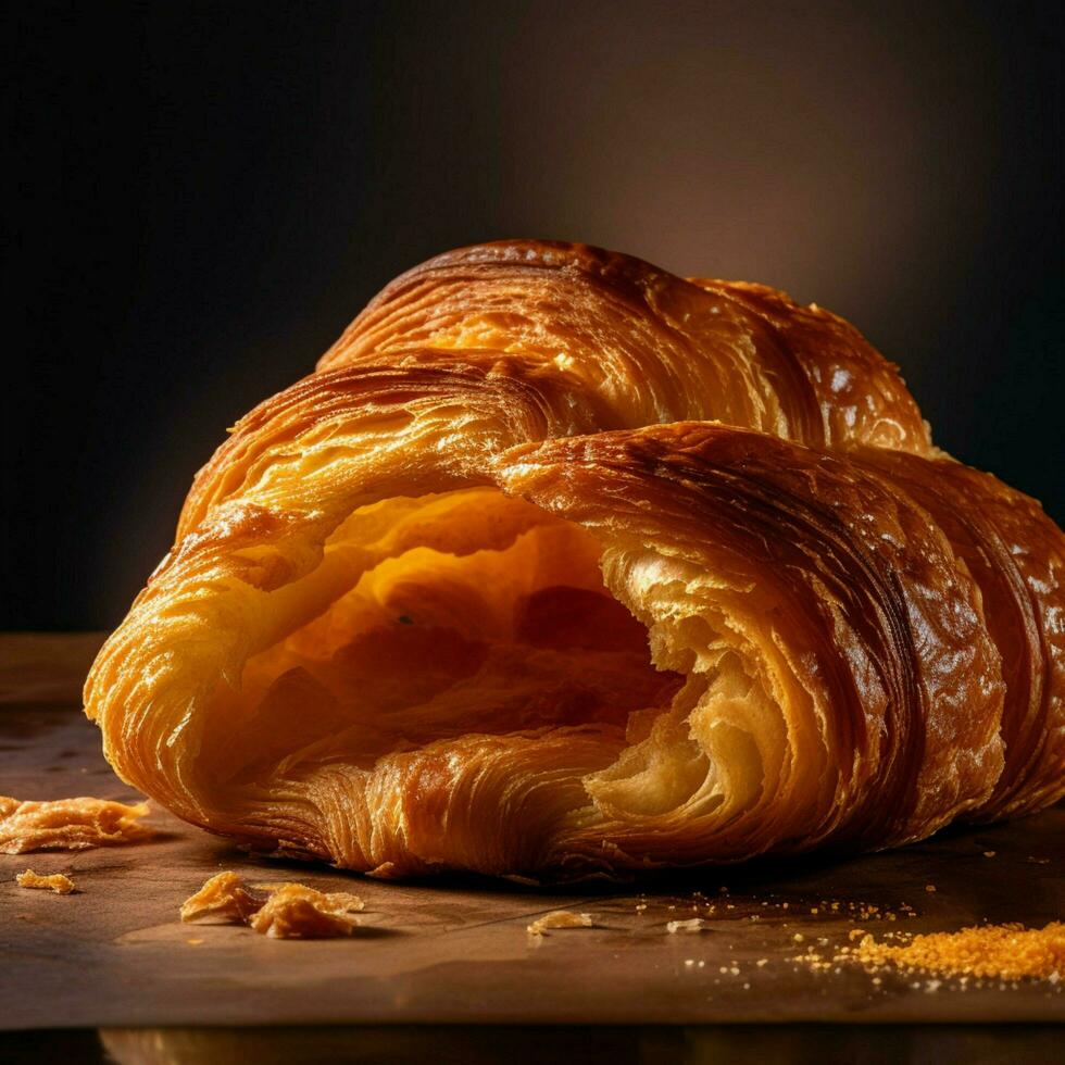 en mat fotografera av en franska croissant fångad foto