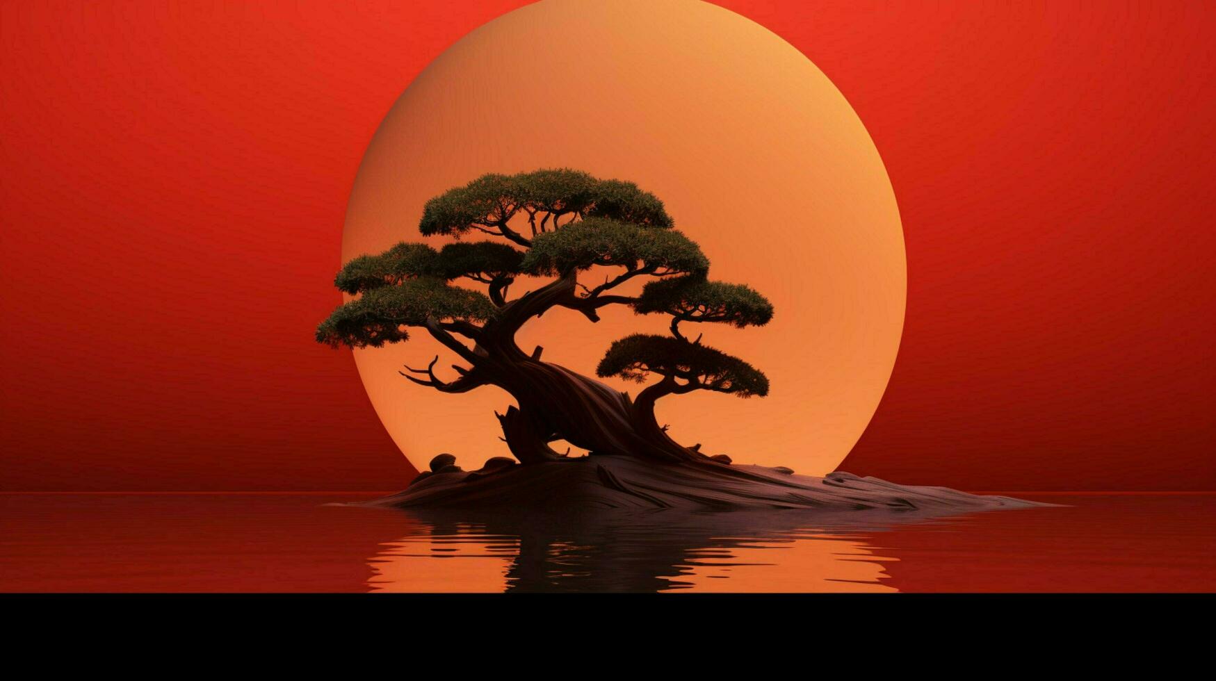träd på fast Färg bakgrund zen enso Behance foto