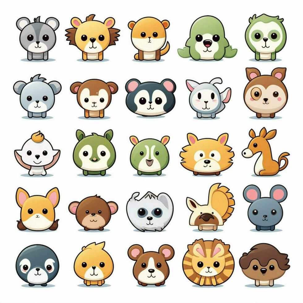 djur och natur emojis 2d tecknad serie vektor illustration o foto