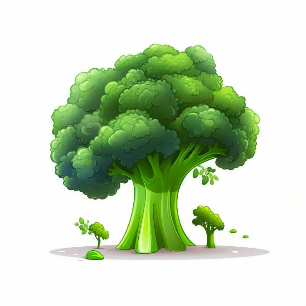 broccoli 2d vektor illustration tecknad serie i vit backgroun foto