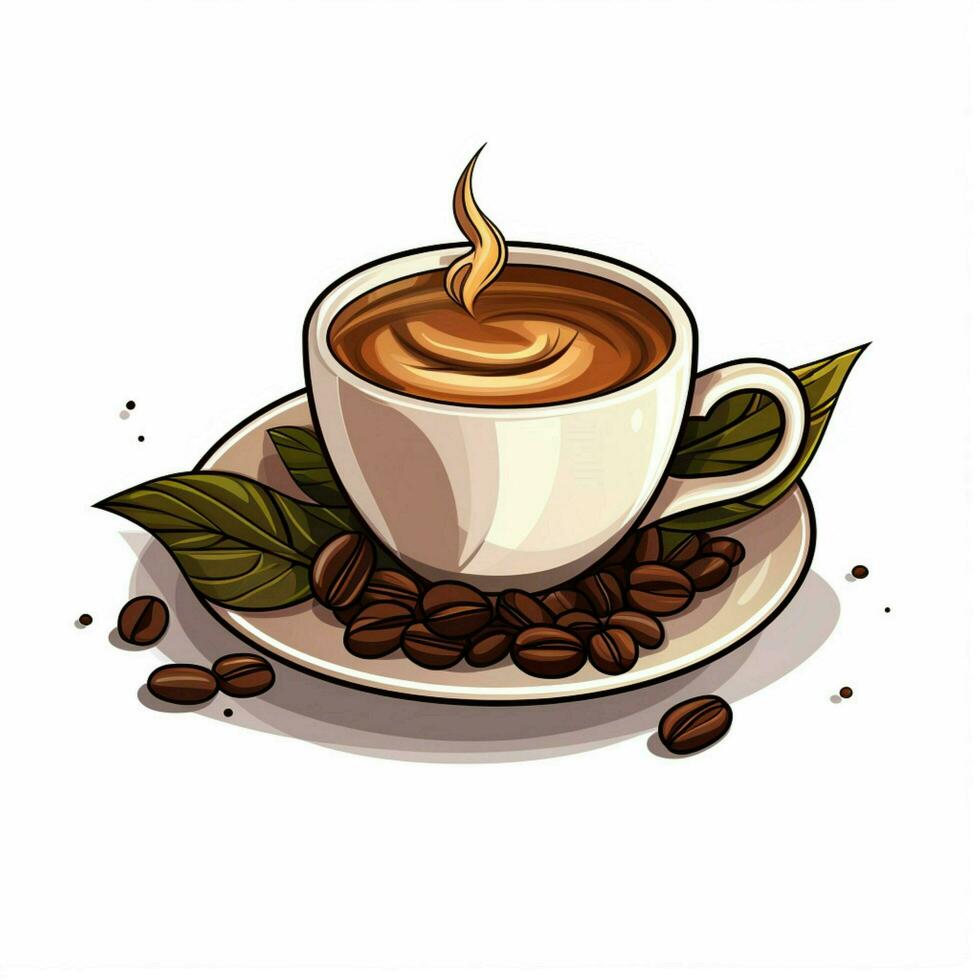 kaffe 2d vektor illustration tecknad serie i vit bakgrund foto