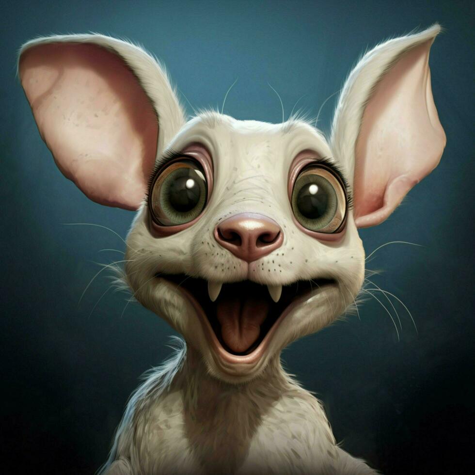 komisk djur med diskett öron och stor ler foto