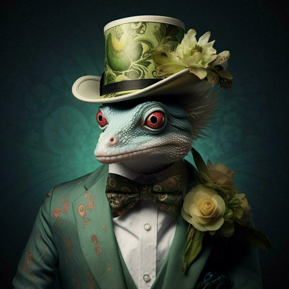 dapper varelser med fint Tillbehör och eleganta poser foto