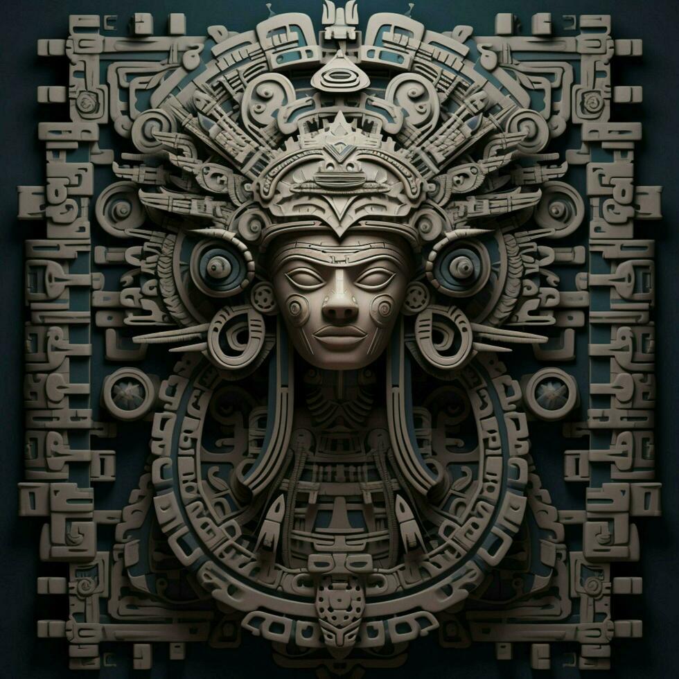 design en 3d avatar inspirerad förbi gammal mayan civilisation foto