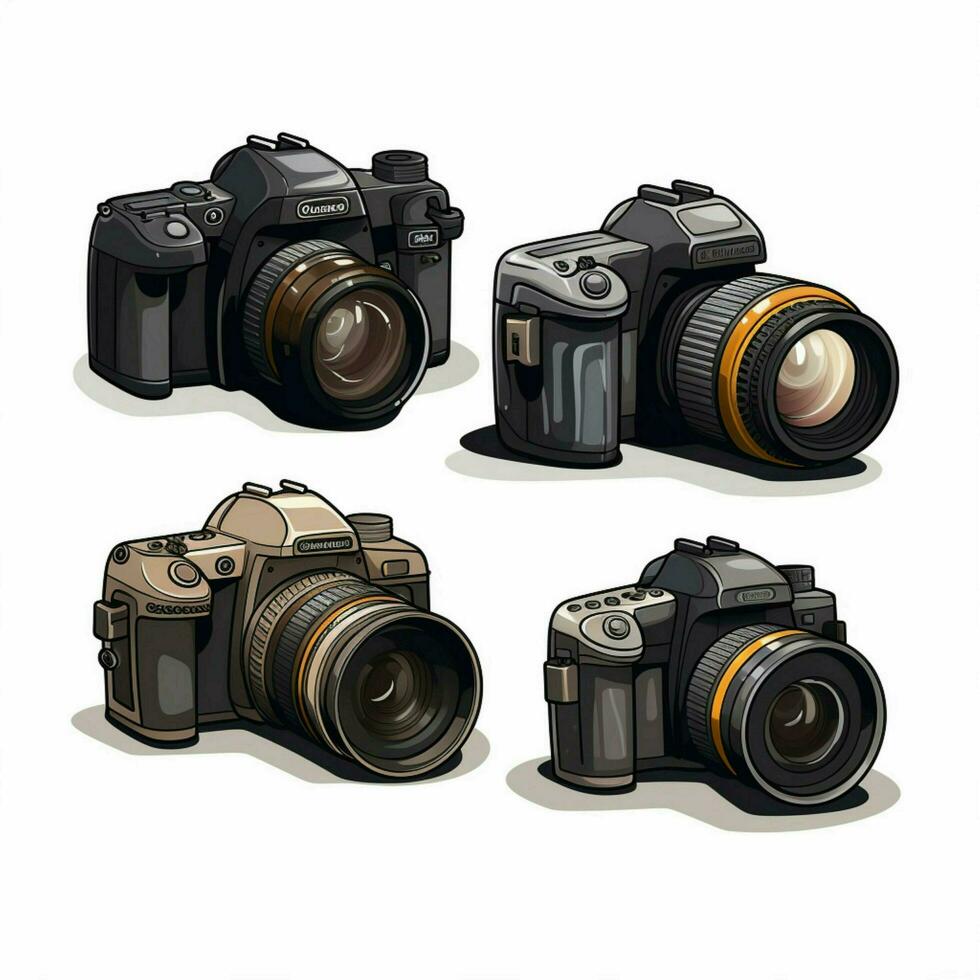 digital kameror 2d tecknad serie illustraton på vit bakgrund foto