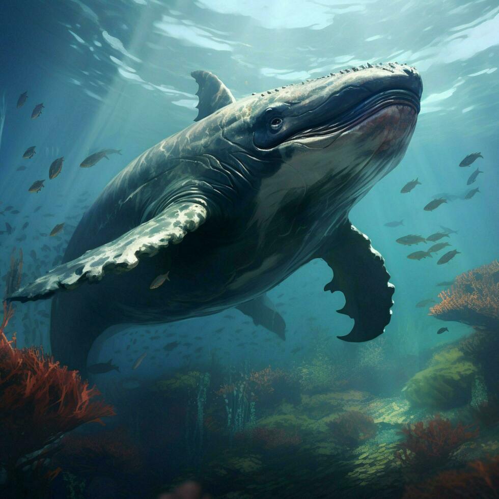 enorm marin däggdjur med en taggiga Dölj foto