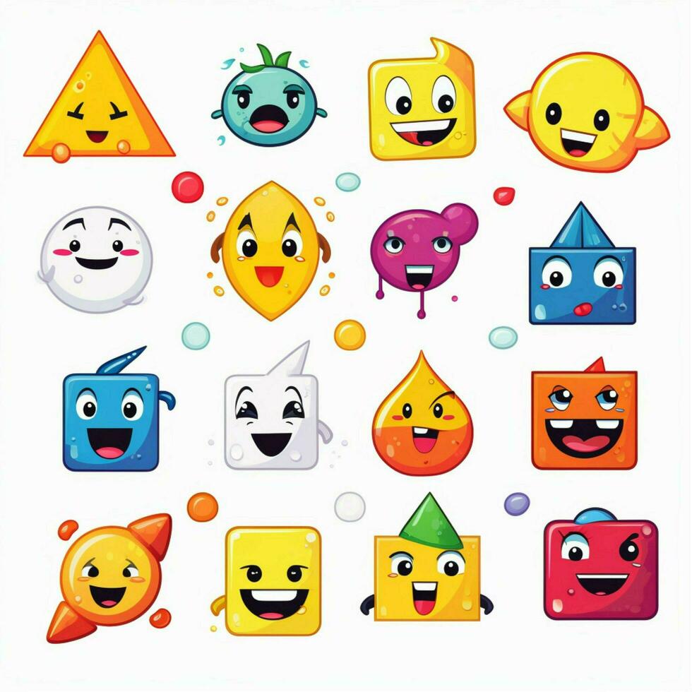 geometrisk emojis 2d tecknad serie vektor illustration på vit b foto