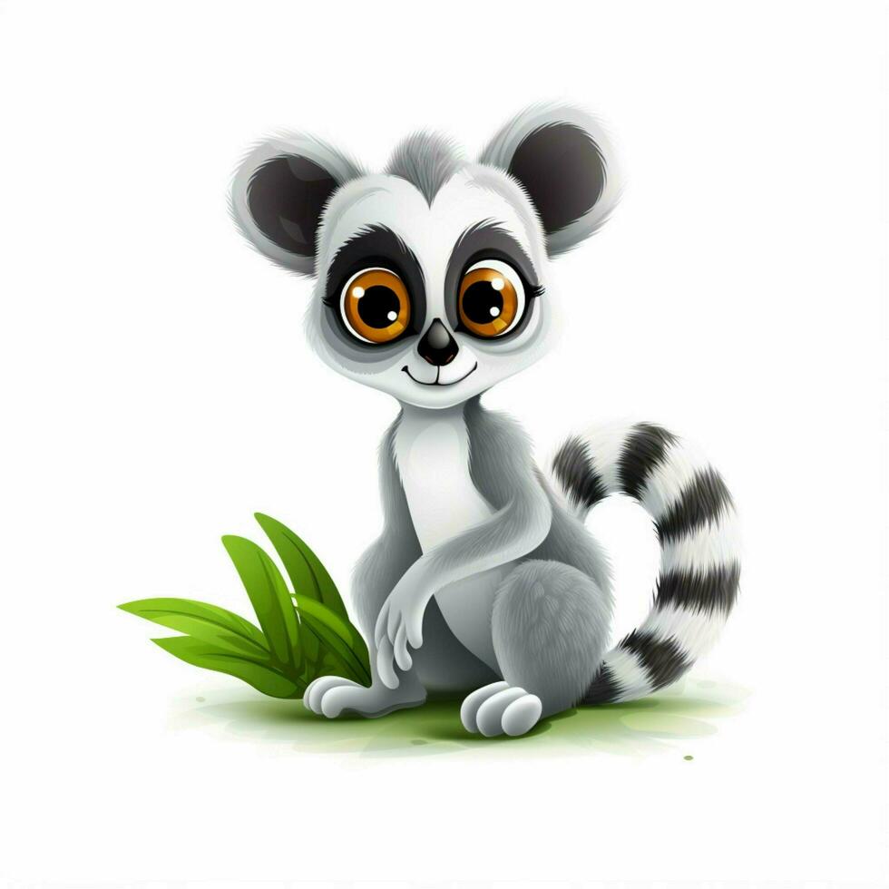 lemur 2d tecknad serie vektor illustration på vit bakgrund foto