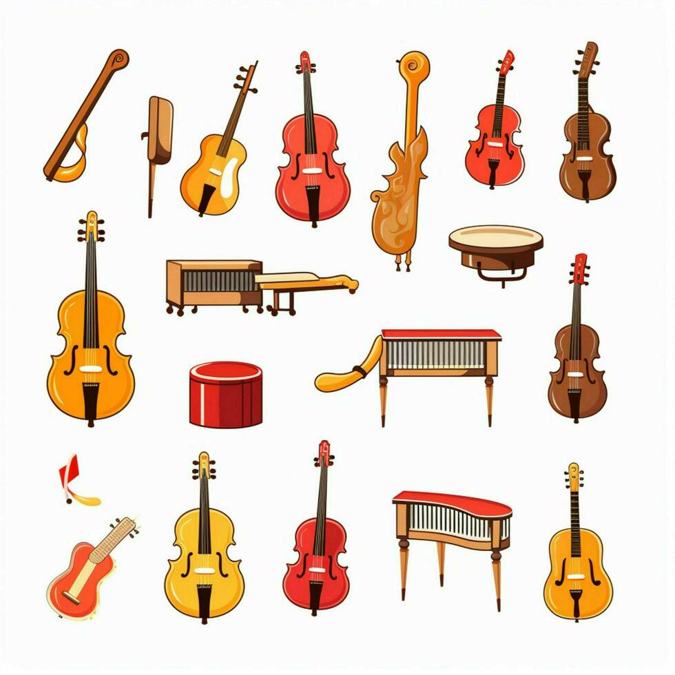 musikalisk instrument emojis 2d tecknad serie vektor illustration o foto