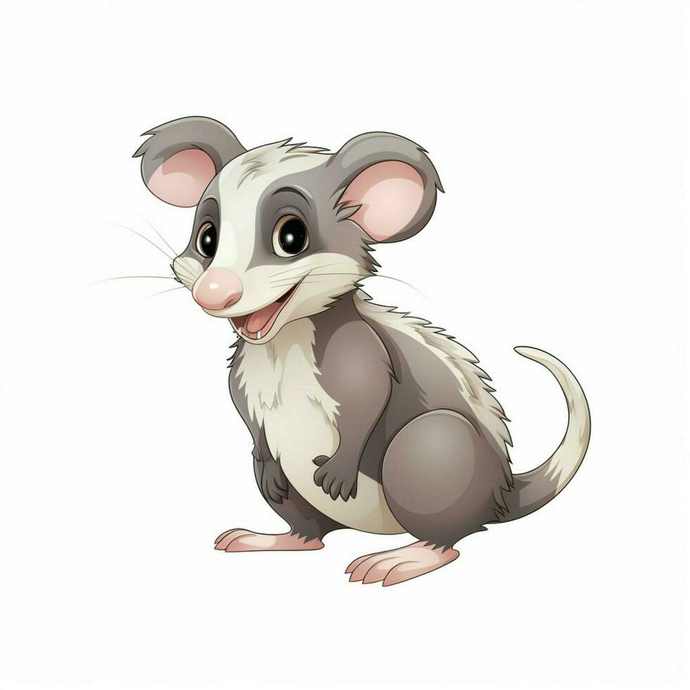 opossum 2d vektor illustration tecknad serie i vit bakgrund foto