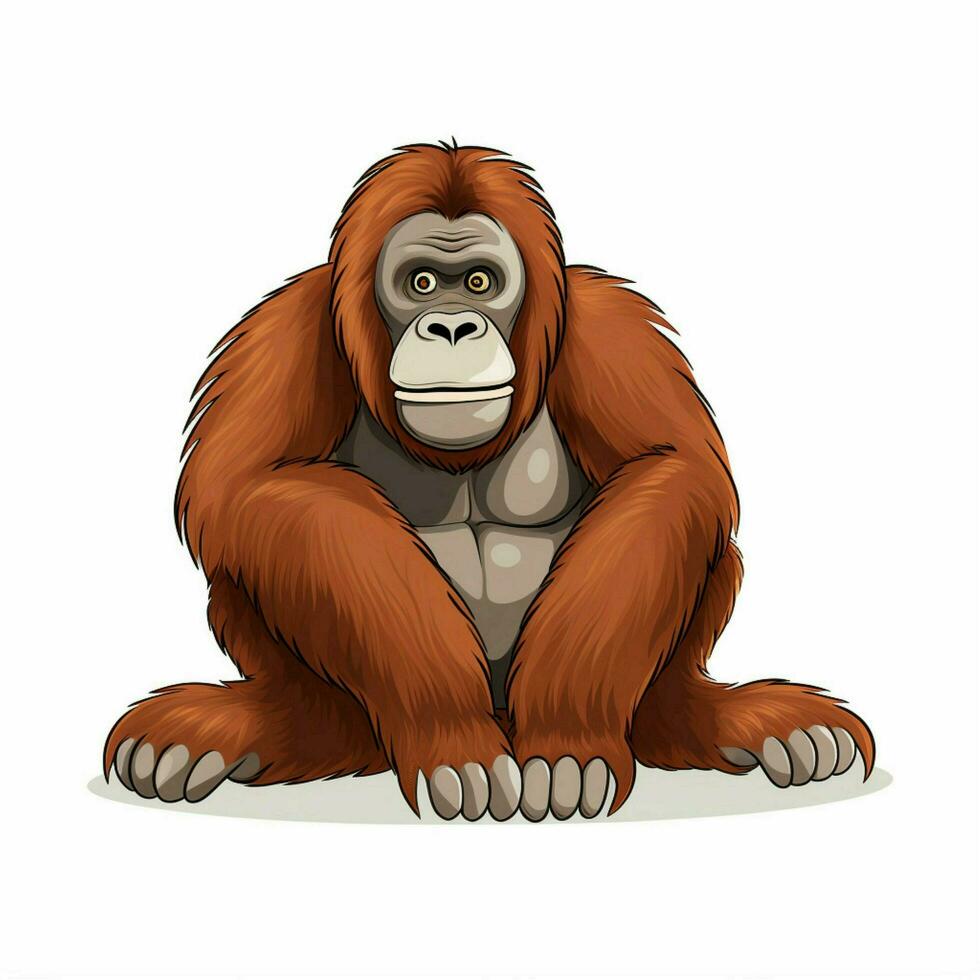 orangutang 2d tecknad serie vektor illustration på vit backgrou foto