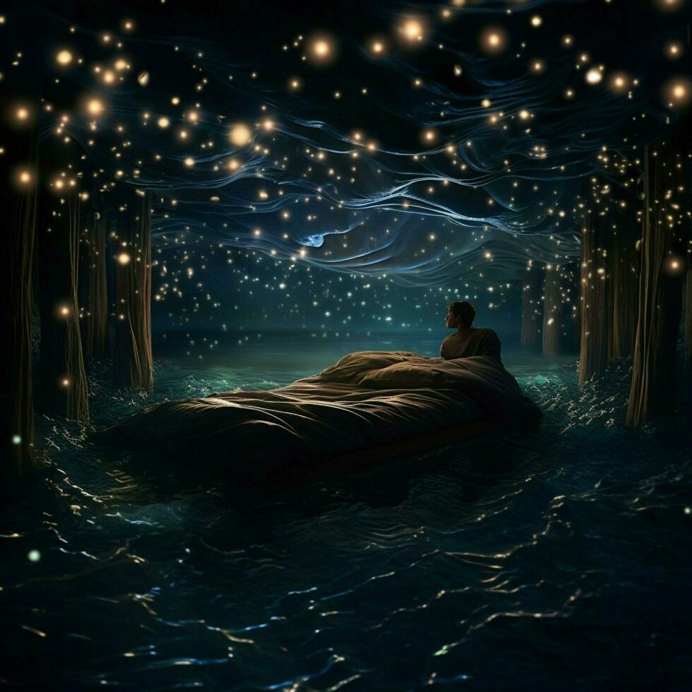fredlig sömn under en hav av blinkande stjärnor foto