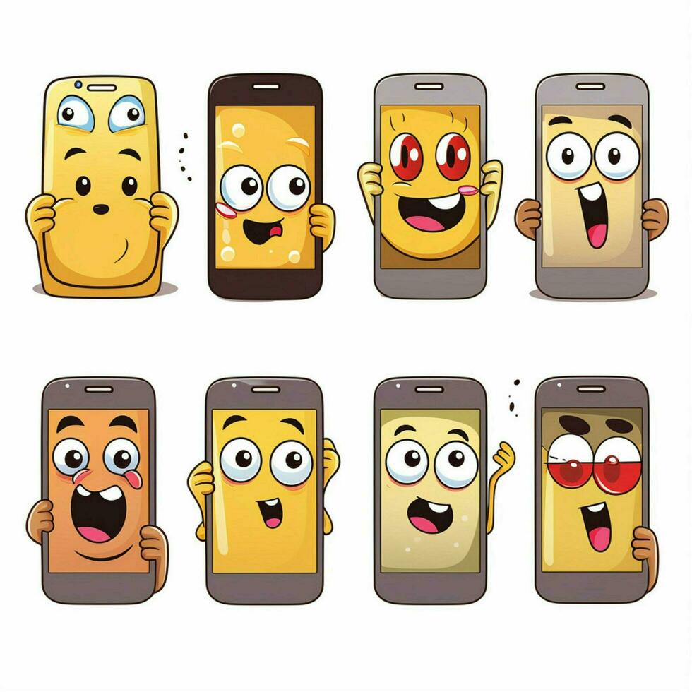 telefon emojis 2d tecknad serie vektor illustration på vit backg foto