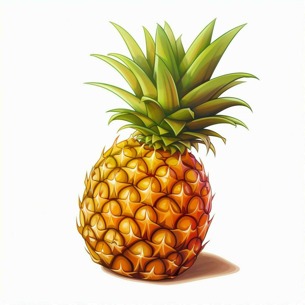 ananas 2d tecknad serie illustraton på vit bakgrund hög foto