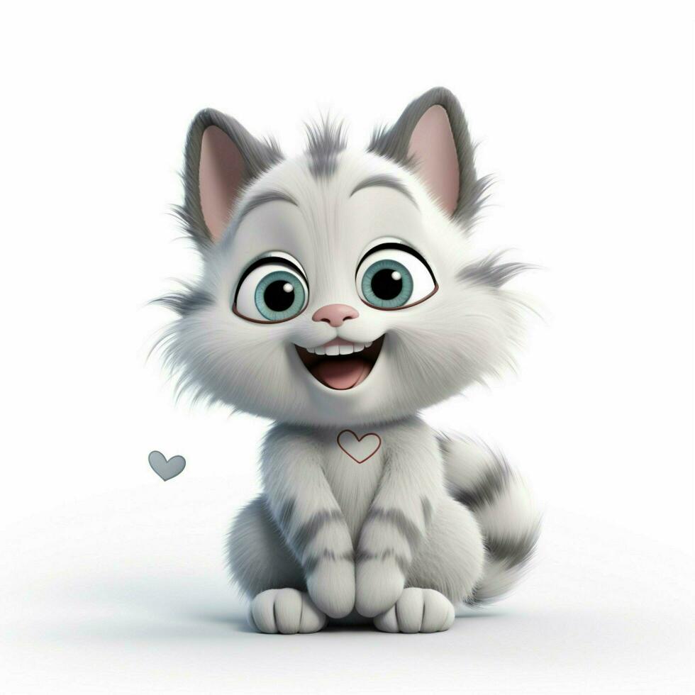 leende katt med hjärtögon 2d tecknad serie illustraton på dugg foto