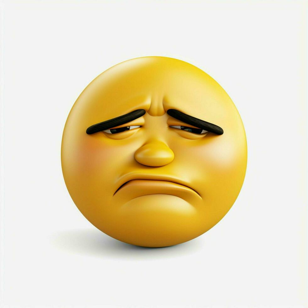 trött ansikte emoji på vit bakgrund hög kvalitet 4k hdr foto