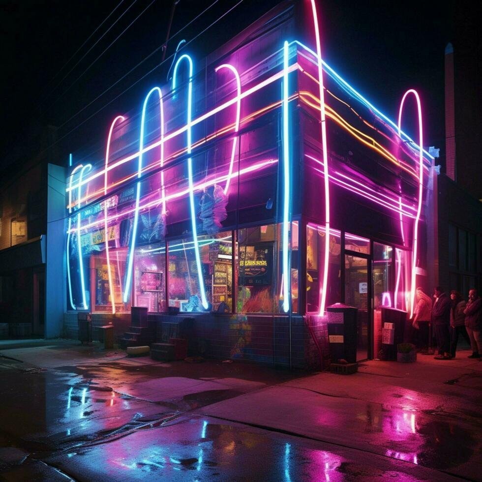 transcendent balkar av neon ljusstyrka foto