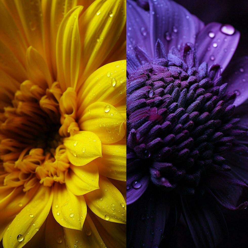vibrerande gul mot mörk lila hög kvalitet foto