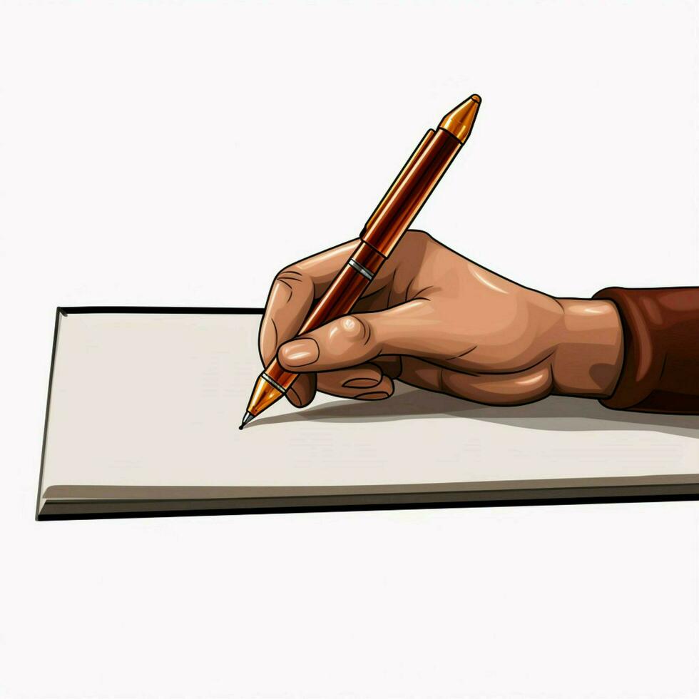 skrivning hand 2d tecknad serie illustraton på vit bakgrund Hej foto