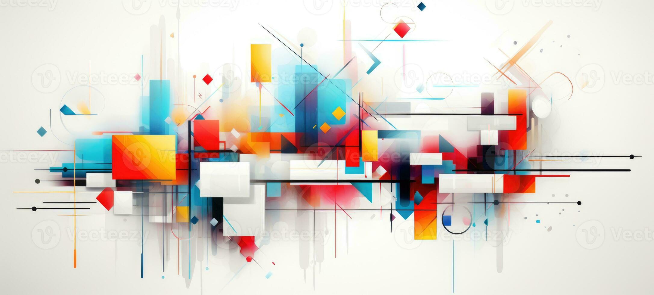 abstrakt färgrik former geometrisk digital bakgrund, ai foto