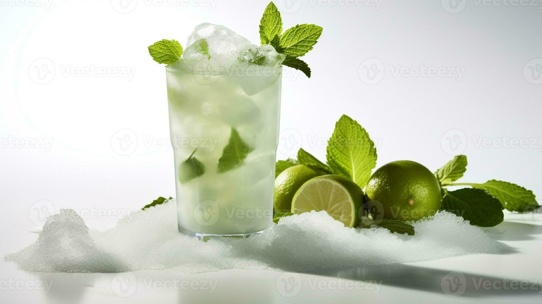 Foto av en kokos mojito dryck isolerat på vit bakgrund. generativ ai