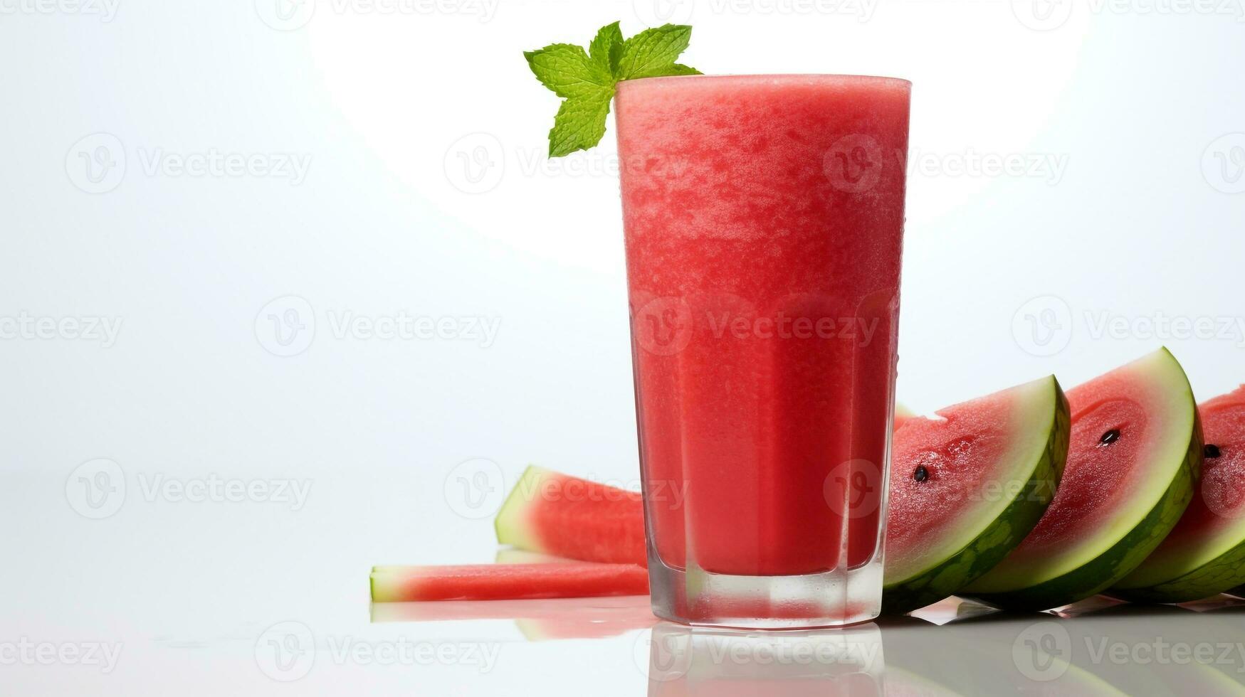 Foto av en vattenmelon agua fresca isolerat på platt vit bakgrund. generativ ai