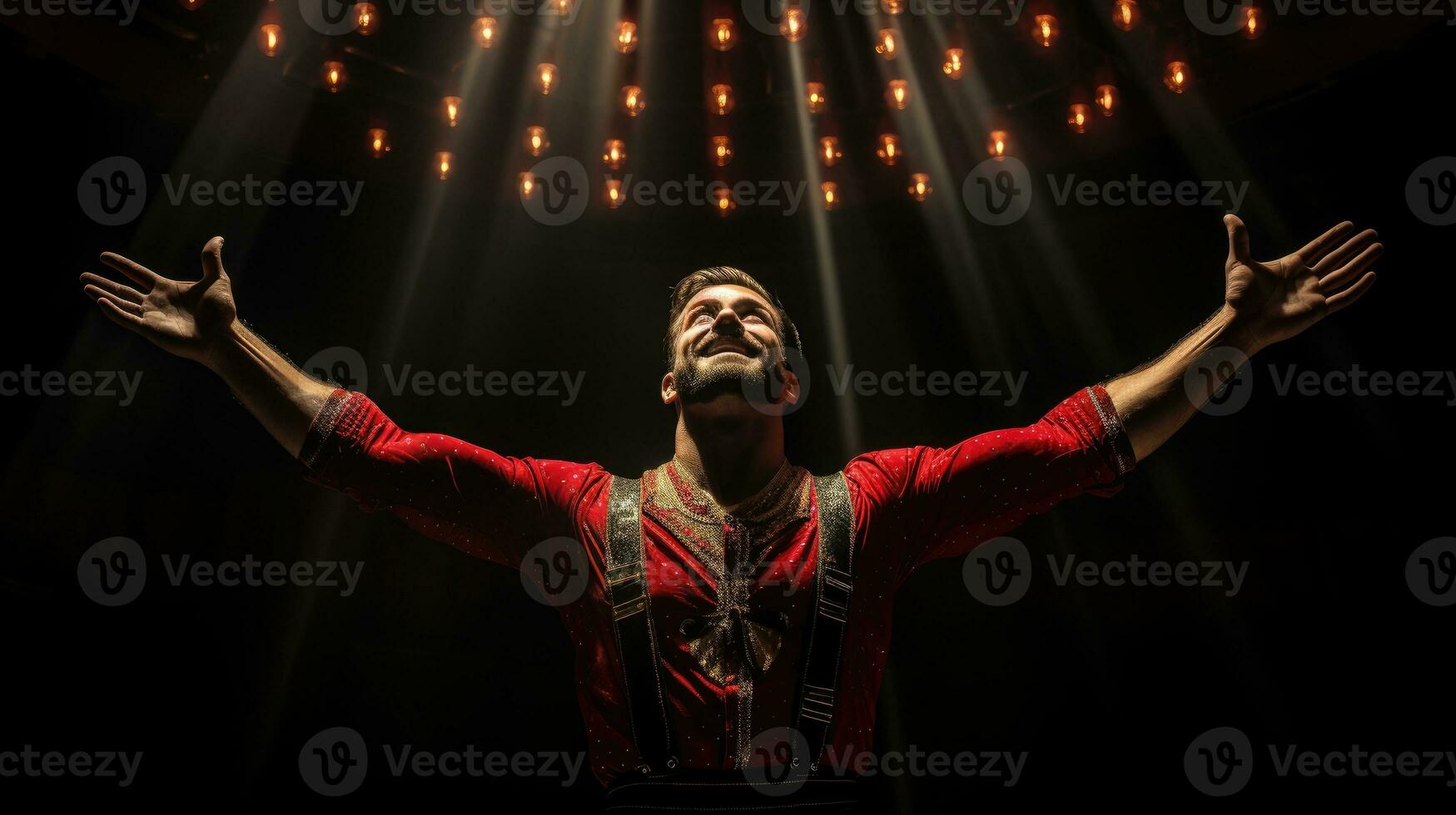 akrobat i en fascinerande cirkus show. generativ ai foto