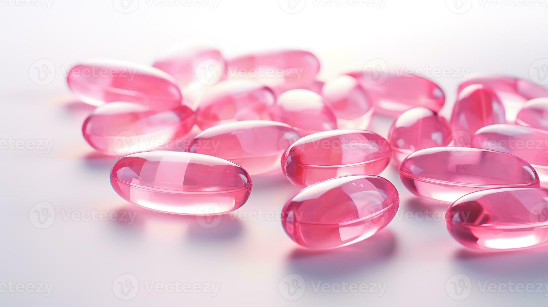 rosa transparent vitaminer på en ljus bakgrund foto